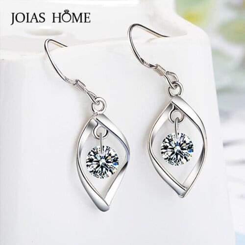 JoiasHome Drop Earrings for Women Fashion Jewelry 925 Silver Earring with Cubic Zironia Gemstones Party Wedding Wholesale Gifts