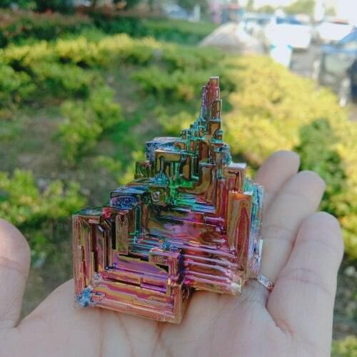 40g Bismuth pyramid crystals have natural rainbow colors and rare metallic colors