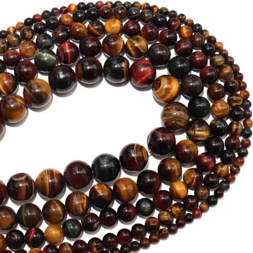 Free Shipping Natural Stone Colorful Tiger Eye Agates Stone Round Beads 4 6 8 10 12 MM Pick Size For Jewelry Making Diy Bracelet
