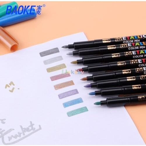 Baoke MP570,Metal Color Marker Pen, Not Fade, Waterproof, High Gloss, Water Based Ink Pen,DIY Album, Black Card Writing