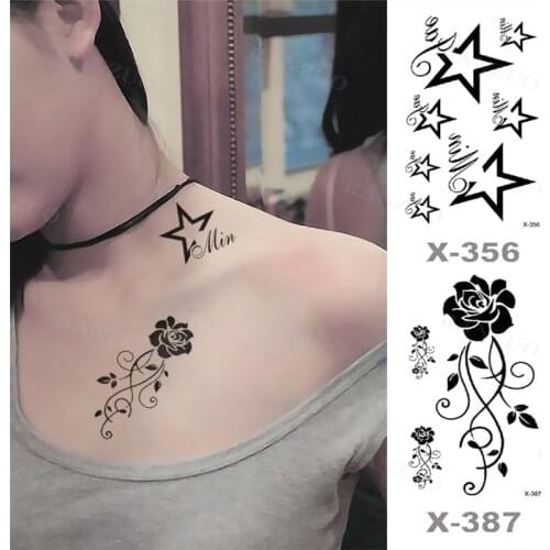 Fashion Waterproof Fake Tattoo Temporary Tattoo Sticker Cross Star English Letter Rose Body Art Fake Tattoo Men and Women Baby