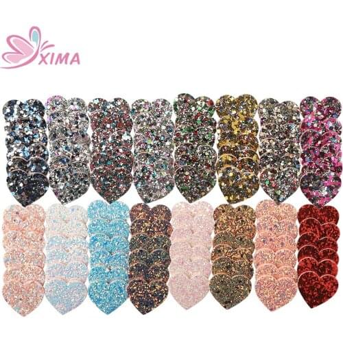 XIMA 96pcs/lot 2018 Fashion DIY Hair Accessories for Girl Sequin Bows Without Clip Cute Shine Heart Children Handmade Headwear