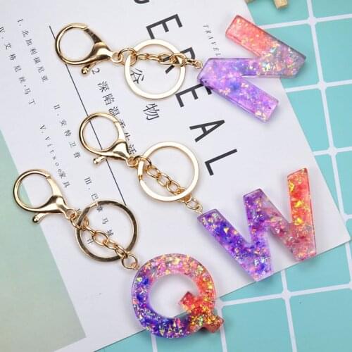 TEH Fashion Letter Keychain Trendy Creative Colorful 26 English Letter Initial Resin Handbag Keyring Accessories For Women