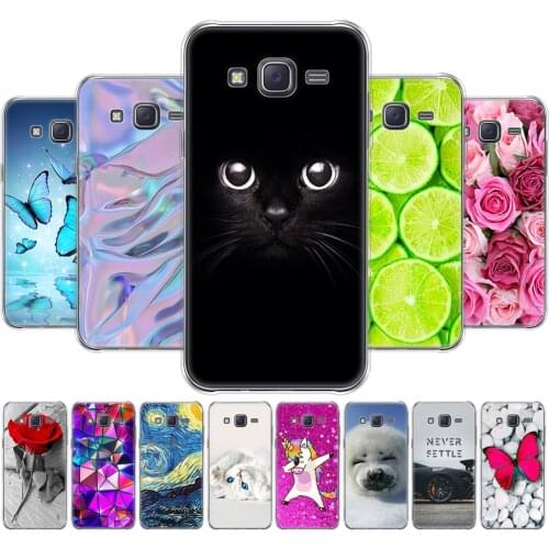 Soft TPU Case For Samsung Galaxy J5 SM-J500F Silicone Phone Case for Samsung J5 2015 back cover 360 full protective coque flower