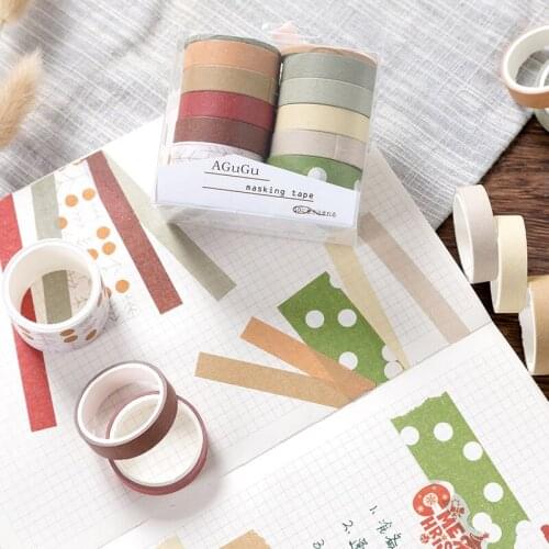 10 pcs/lot Vintage Bullet Journal Washi Tape Set Cute Masking Tape Scrapbooking Decorative Adhesive Tape Japanese Stationery