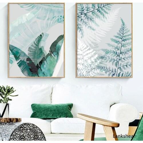 Fern Leaf Wall Art Banana Leaves Canvas Painting Palm Watercolor Posters and Prints Nordic Pictures for Living Room Decor