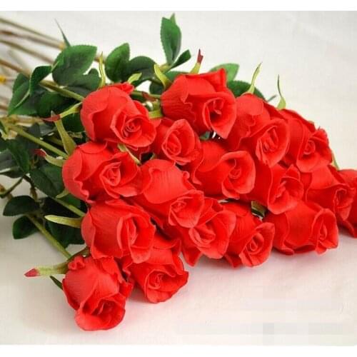 Real Touch Elegant PU Rose Artificial Flowers Simulation Christmas Ornament Bouquet Flowers For Wedding Centerpieces Decorations