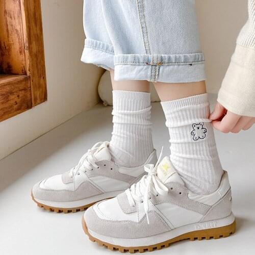 New White Socks Women Kawaii Harajuku Cute Cartoon Bear Piggy Rabbit WomenS Socks Fashion Japanese Lolita Long Cotton Socks