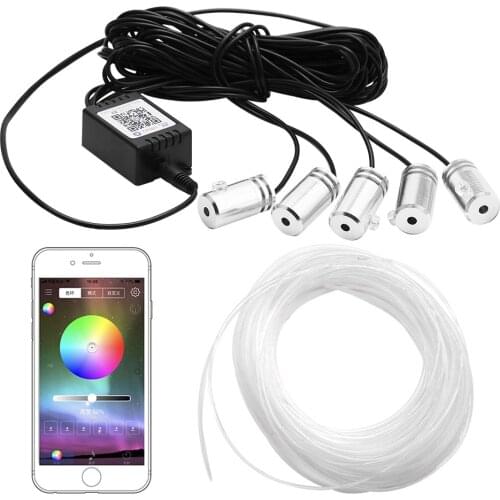 New 6M Sound Active RGB LED Car Interior Light Multicolor EL Neon Strip Light Bluetooth Phone Control Atmosphere Light 12V