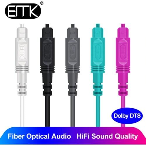 EMK Digital Toslink Fiber Cable SPDIF Optical Audio Cable 1m 2m 3m OD2.2mm Black Pink White Blue Grey Optical Cable DVD Xbox TV