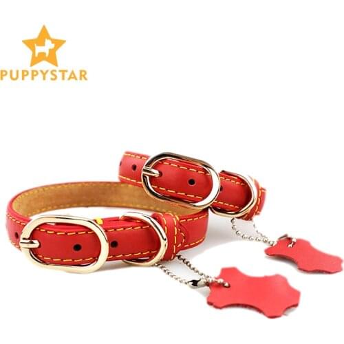 High Quality Pet Dog Collar Cute Adjustable Leather Dog Accessories Collar For Small Cat Medium Dog Puppy Play Out Collar PY0217