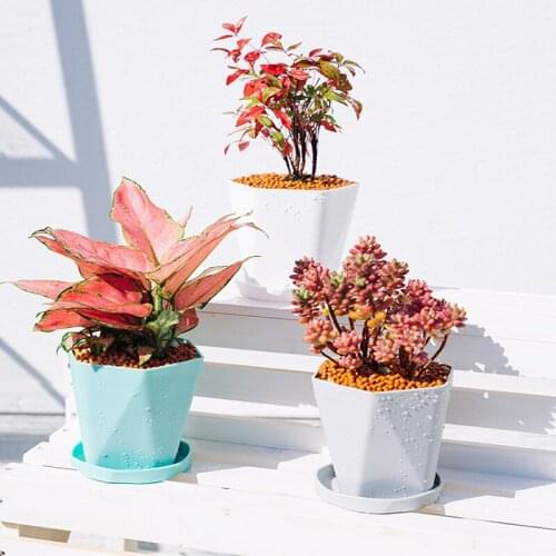 1 Pcs Plastic Resin Flower Pots New Geometric Nordic Simple White Thickened Green Radish Fleshy Flower Pots Office Decor