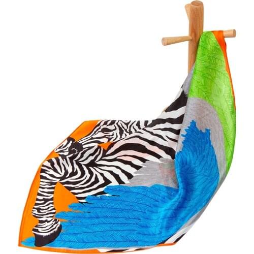 High-quality Pure Silk Scarf Women Bandana Female Hair Scarf Top Womens Natural Silk Square Headband Head Scarf for Women Zebra