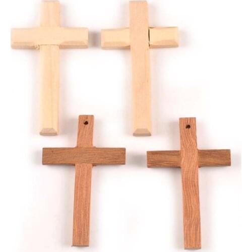 2pcs Natural Wooden DIY Crafts Christian Cross Hanging Pendants For Home Decor Scrapbook Wood Ornaments Accessory M1989