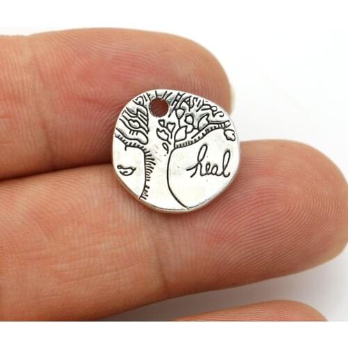 JAKONGO Antique Silver Plated Tree Charms for Jewelry Making Earrings Findings Bracelet Accessories 16mm 10pcs/lot