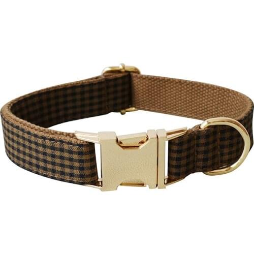 Grid 07 Leser Engraved Dog Collar Retailing Cool Plaid Collar Handmade The Deep Plaid Traction Rope
