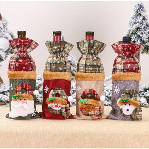Merry Christmas Wine Bottle Cobers Bag Christmas Party Table Decoration For Home Santa Claus Champagne Bottle Cover 5z