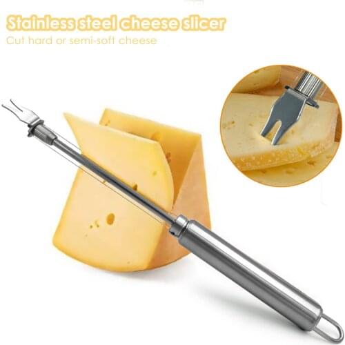 Stainless Steel Cheese Board Double Wire Cheese Slicer Adjustable Butter Wire Cutter Cheese Cutting Wire Kitchen Cheese Tools
