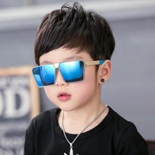 Big Square Frame Boys Cool Sunglasses NEW Style Kids Boy Girl glasses Reflective lens UV400 Outdoor Sun Glasses