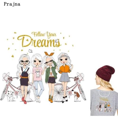 Cute Girls Iron-On Thermal Transfers Printed Heat Transfer For Clothes DIY Fashion Transfer Vinyl Stickers Garment Accessory