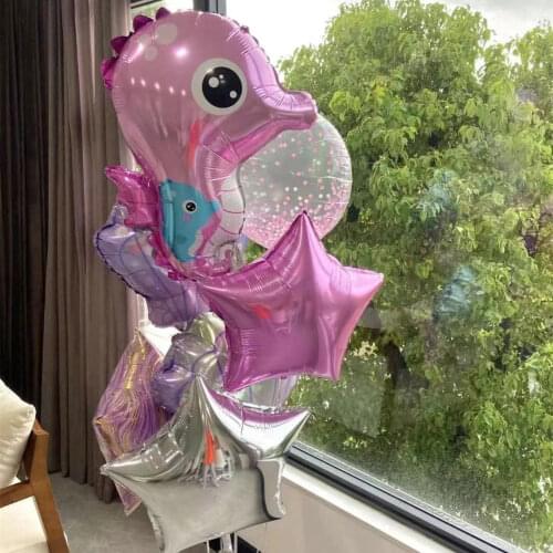 Lovely Hippocampus Baby Helium Balloons Jellyfish Foil Balloons Ocean Animals Theme Childrens Birthday Party Wedding Decoration