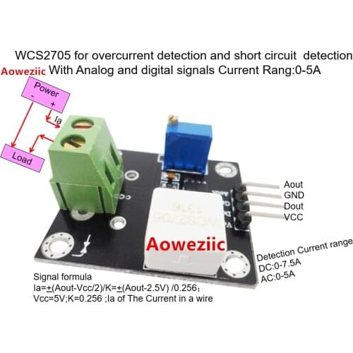 WCS2705 for overcurrent detection and short circuit detection With Analog and digital signals Current Rang:0-5A 0.256V/1A