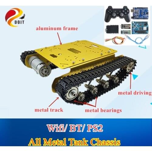 WIFI/Bluetooth/ Handle Control TS100 All Metal Crawler Shock Absorber Tank Chassis Large Load Robot Smart Car DIY Competition
