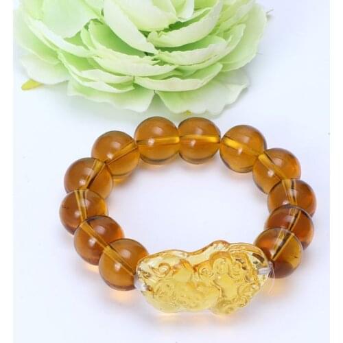 Y166 Feng Shui Citrine Gem Stone Wealth Pi Xiu Bracelet Attract Wealth and Good Luck