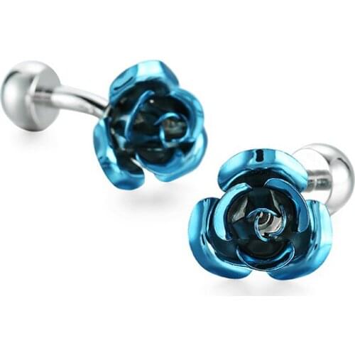Fashion mens shirts Cufflinks Blue Rose Cufflinks new design style luxury French shirt accessories
