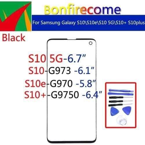 10pcs For Samsung Galaxy S10 G973 S10E G970 S10 5G S105G LCD Touch Screen Front Outer Glass Lens For S10+ G9750 G975 S10 plus