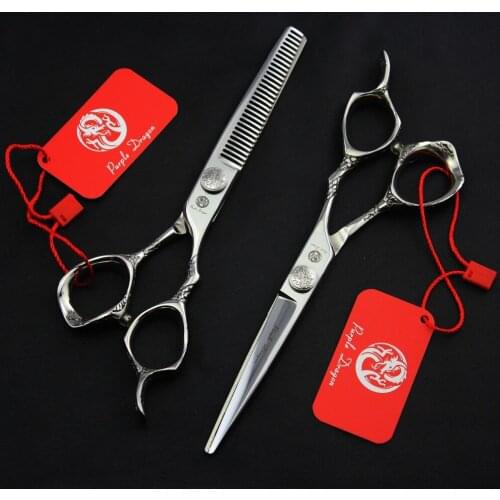 100% Best 6.0 inch Silvery Hairdressing Scissors With Bag JP 440C 62HRC Home &amp Salon Cutting Scissors Thinning Shears Hair