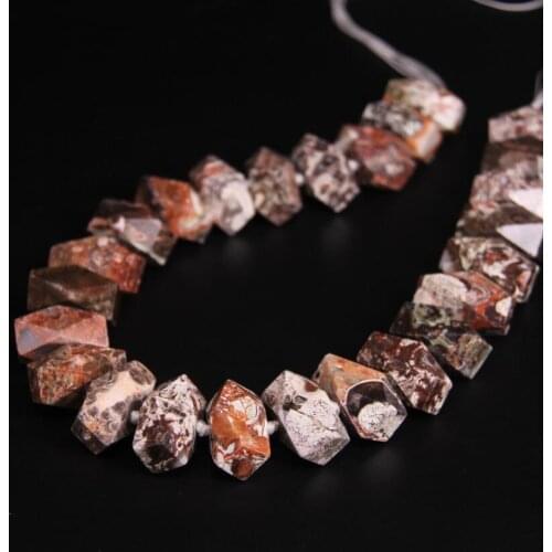 15.5"strand Natural Ocean Jaspers Faceted Nugget Loose Beads,Brown White Ocean Agates Cut Slab Nugget Pendant Jewelry Making