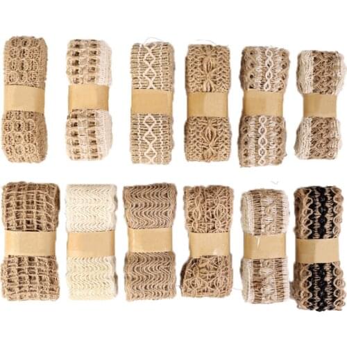 2m/Roll Natural Jute Burlap Ribbon Wedding Decoration Braided Rope DIY Material Party Crafts Gift Wrapping Hemp Ribbon