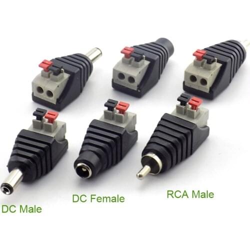 2Pcs DC Male Female Professional Jack Press Plug RCA Connector Cable Plug Adapter for Speaker CCTV Audio LED light L19