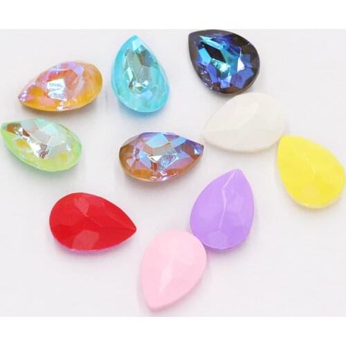 4X6mm Drop Shape Rhinestones Mocha Color Crystals Strass K9 Glass Pointback Glue On Crystals DIY Art Crafts Rhinestones