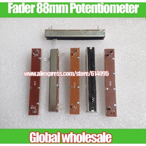8pcs SL-608N Single Potentiometer SL60V B10K B50K Handle 10mm 3 Pin Mono Fader / 88mm Mixer Slide Potentiometer