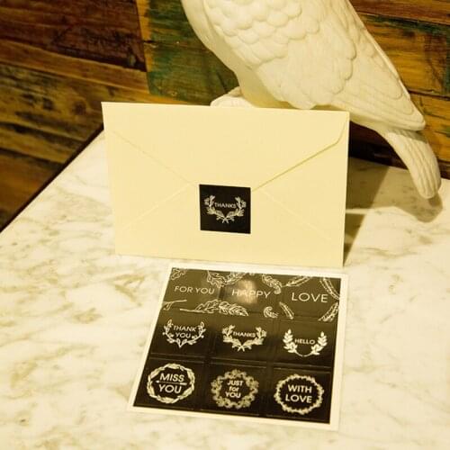 900pcs Vintage Black seal sticker miss you self adhesive Kraft Seal Stickers for Baking Gift Label Stickers Party Supplies