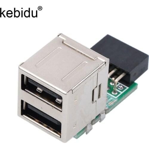 Kebidu Hot Sale USB 2.0 9Pin Female 2 Port A Female Adapter Converter Motherboard PCB Board Card Extender Internal PC