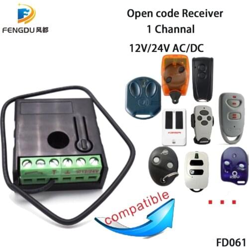 Auto gate-remote control receiver 12/24v auto gate controller 433mhz with open code for all chips