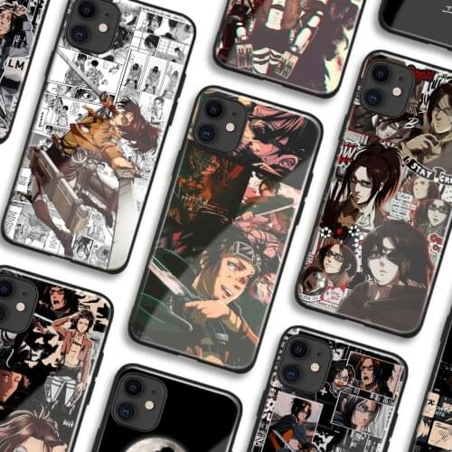 Hange Zoe Attack on Titan anime Silicone Glass Phone Case for IPhone SE 6 7 8 Plus X Xr Xs 11 12 Mini Pro Max Samsung Xiao-Redmi