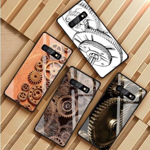 Mechanical Gears steampunk Tempered Glass Phone Case For Samsung Galaxy S8 S9 S10 S20 PLUS J6 J8 2018 NOTE 8 9 10 Cover Shell