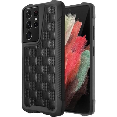 PU Leather Vanpi Anti-fall for Galaxy S21 Ultra A12 A32 A52 A72 5G Case Double Anti-Slip Hand Grip Cover Case for Galaxy A52 5G