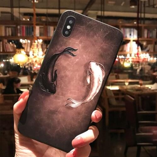 Fish 3D Emboss Phone Case for Xiaomi Redmi POCO X2 F2 Pro Note 7 8 9 Pro 8T 7A 8A 10 9 8 Lite 9T 9Tpro Soft Matte Phone Cases