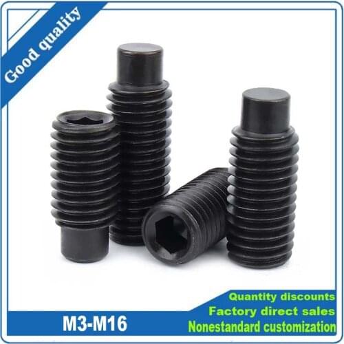 Black Grade 12.9 Steel Hex Hexagon Socket Set Screw with Dog Point Grub Convex End Bolt M3 M4 M5 M6 M8 M10 M12 M14 M16 DIN915