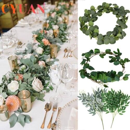 CYUAN Wedding Decoration Artificial Plants Monstera Leaf Tropical Palm Tree Leaves lvy Wreath Wall Hanging Home Garden Decor