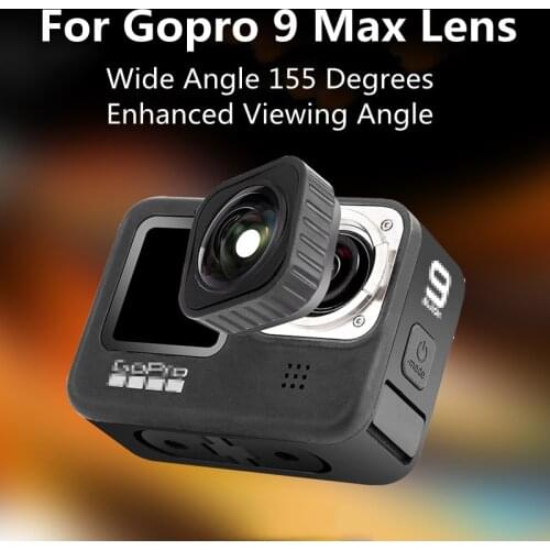 For GoPro 9 Max Lens Wide-angle 155 Degrees Enhanced Viewing Angle For GoPro 9 Max Black Sports Camera Accessories