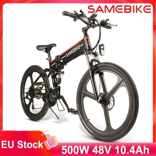 EU Stock Samebike LO26 Mountain Electric Bicycle 30km/h 48V 10.4AH 500W Smart Foldable E-Bike 26'' Moped Electric Bike New Wheel