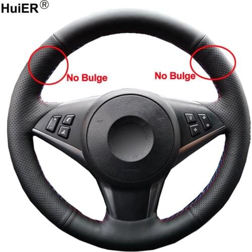 HuiER Hand Sewing Car Steering Wheel Cover Funda Volante For BMW E60 530d 545i 550i E61 Touring 2005-2009 E63 E64 630i 645Ci