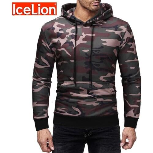 IceLion 2021 Print Hoodies Men Long Sleeve Hooded Camouflage Sweatshirts Fashion Loose Pullover Sportswear Slim Fit Tracksuit
