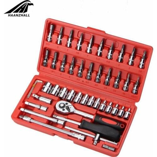 Car Repair Tool 46pcs 1/4-Inch Socket Set Car Repair Tool Ratchet Torque Wrench Combo Tools Kit Auto Repairing Tool Set